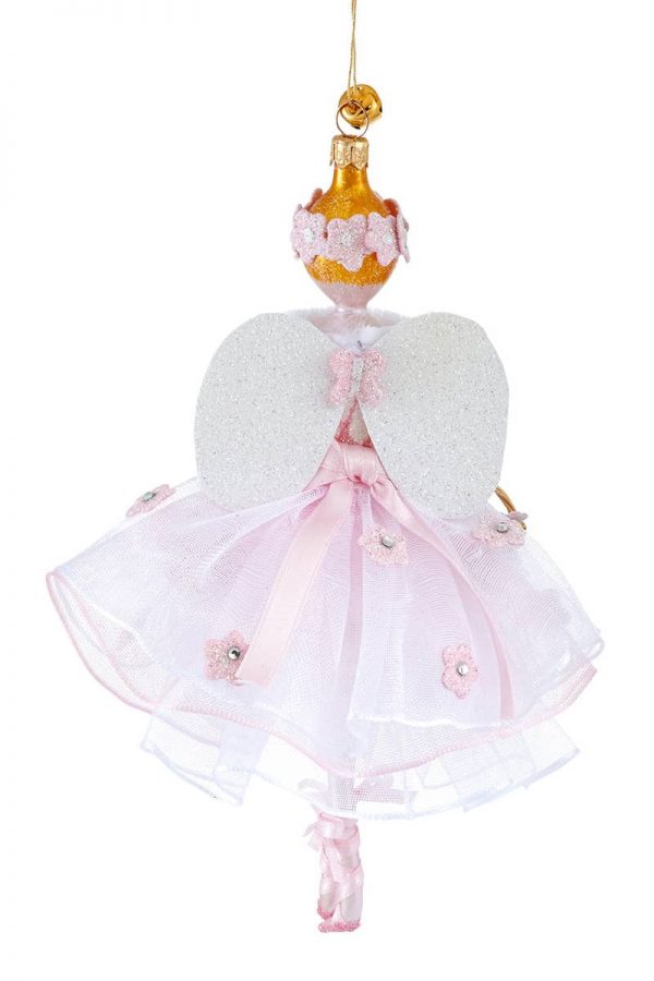 Collectible Limited Edition Free Blown Italian Glass Pink Ballerina Flower Fairy Christmas Tree Ornament Decoration