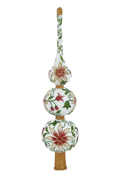 Le Jardin - JingleNog's glass floral patterned topiary ornament - back
