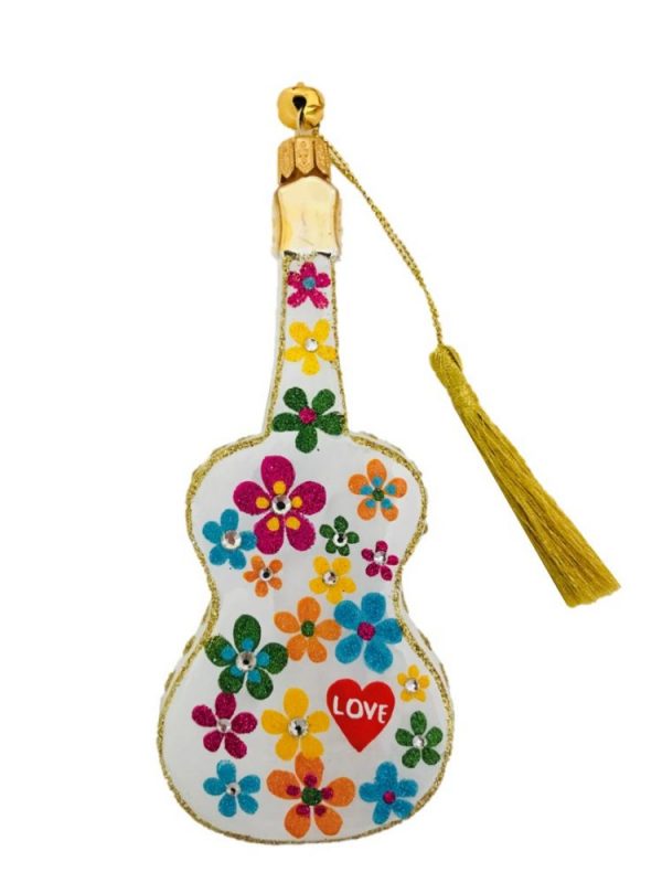 Special Keepsake Jerry Garcia Rainbow Flower Peace and Love Heart Guitar Christmas Tree Ornament Holiday Decoration