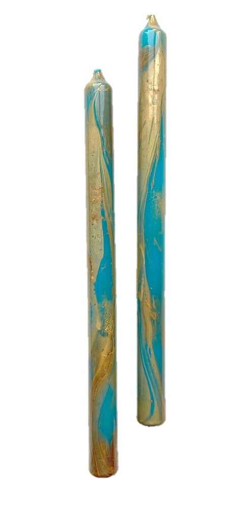 Luxury Marble Gold, Blue and Turquoise Taper Candles