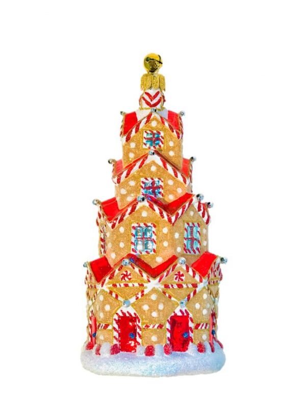 Special Unique Holiday Home Décor Keepsake, Glass Gingerbread House Castle Christmas Tree Ornament Decoration