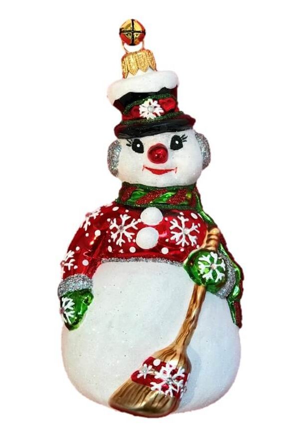 Collectible Glass Jolly Holiday Snowman Christmas Tree Ornament Decoration