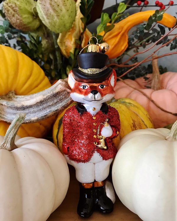 Fox Trot Fox Hunter Glass Ornament