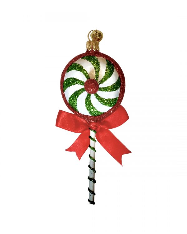 Fun Whimsical Hand Painted Glass Vintage Retro Christmas Lollipop Christmas Tree Ornament Decoration
