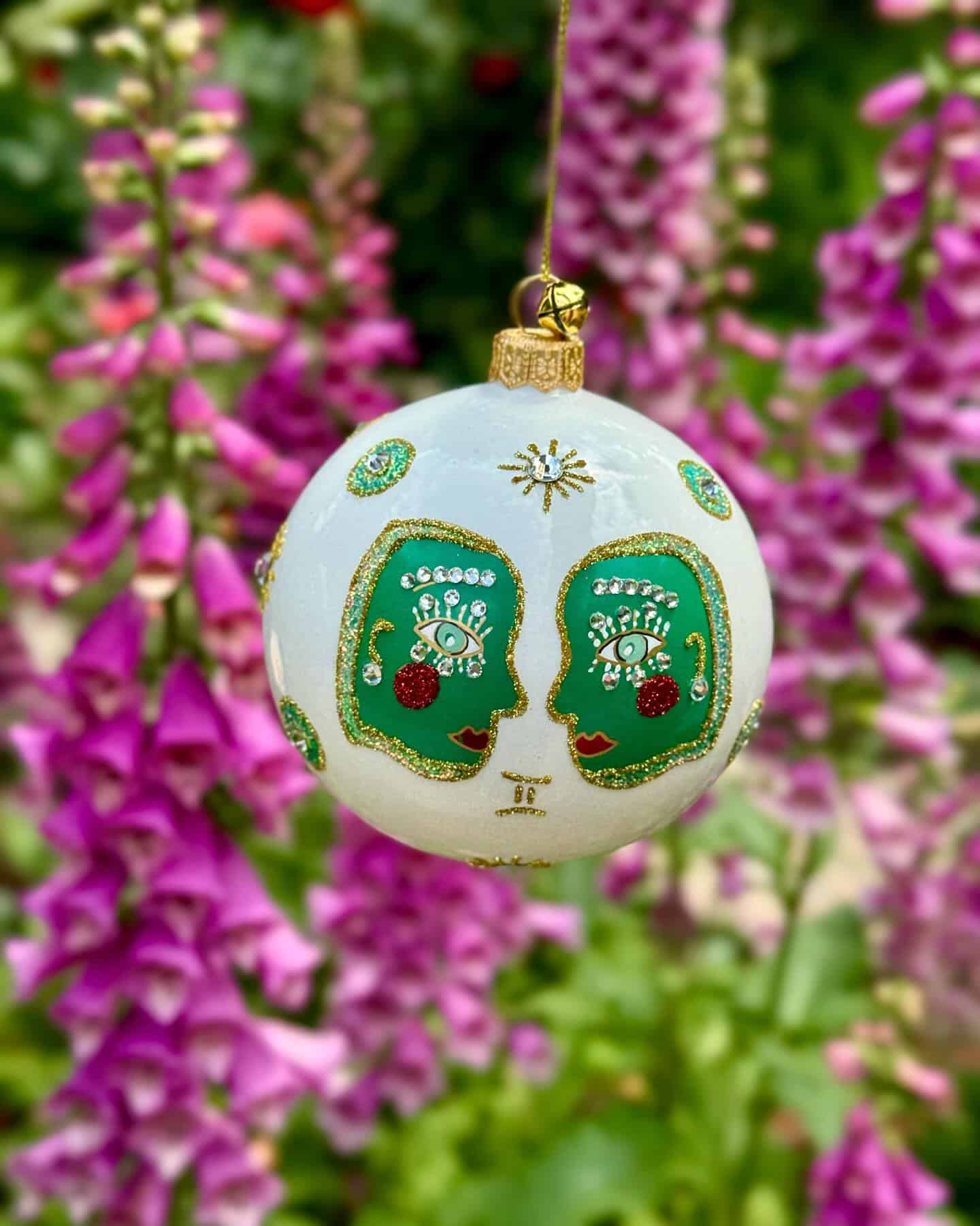 Collectible Hand Painted Jeweled Gemini Twins Horoscope Ball Zodiac Astrology Symbol Christmas Tree Ornament Decoration