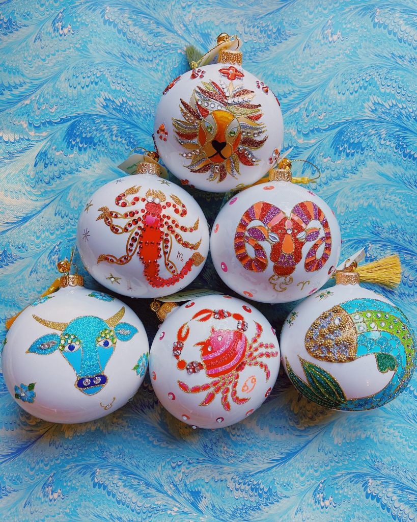 Hand Painted Glass Special Zodiac Sign Horoscope Christmas Tree Ornaments