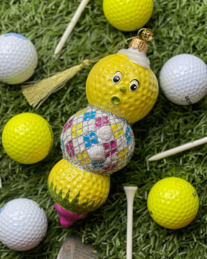 hand painted glass yellow golf ball christmas tree ornament decoration