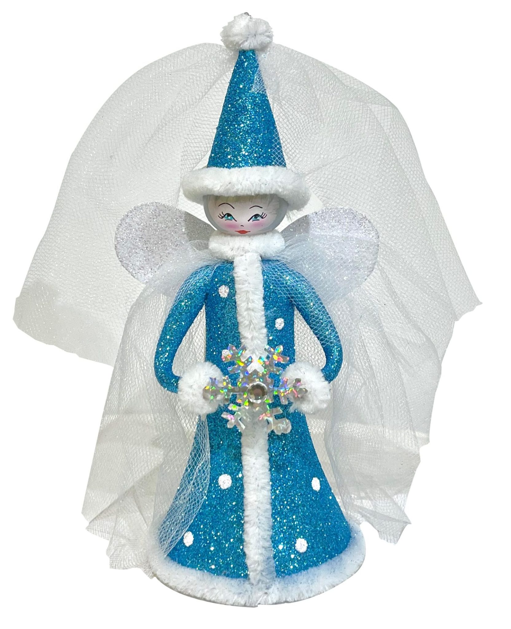 Limited Edition Collectible Free Blown Italian Glass Snowflake Fairy Christmas Tree Ornament Decoration