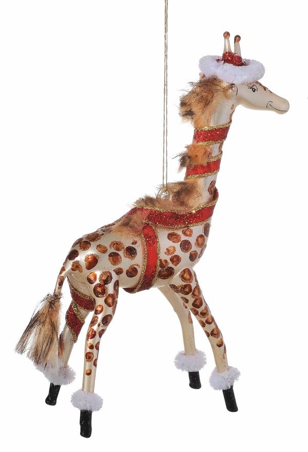 Free Blown Italian Glass Holiday Santa Giraffe Christmas Tree Ornament Decoration