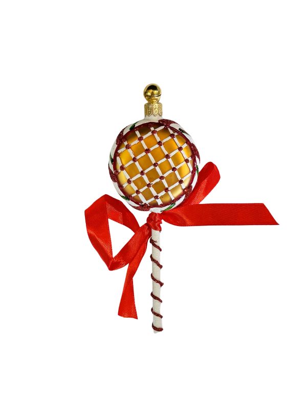 HAND PAINTED GLASS GINGERBREAD LOLLIPOP CHRISTMAS TREE ORNAMENT DECORATION