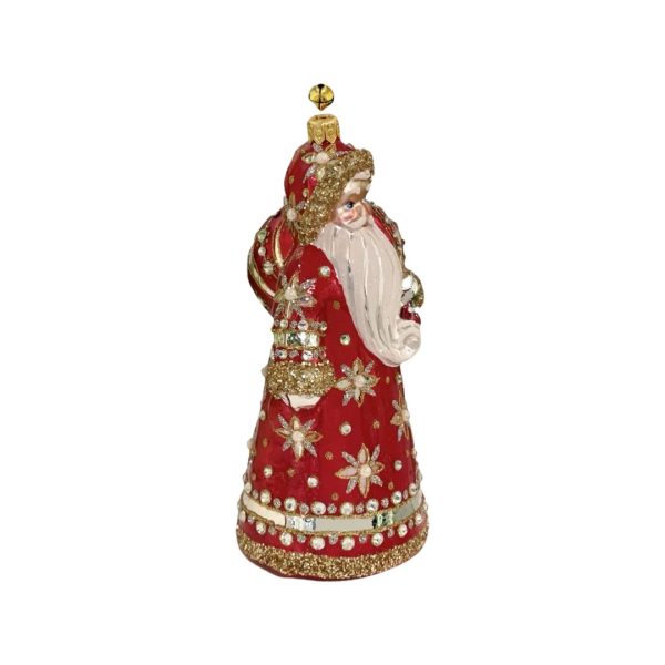 Hand Blown Glass Collectible Keepsake Hand Painted Jeweled Red Coat Santa Claus Christmas Tree Ornament Decoration