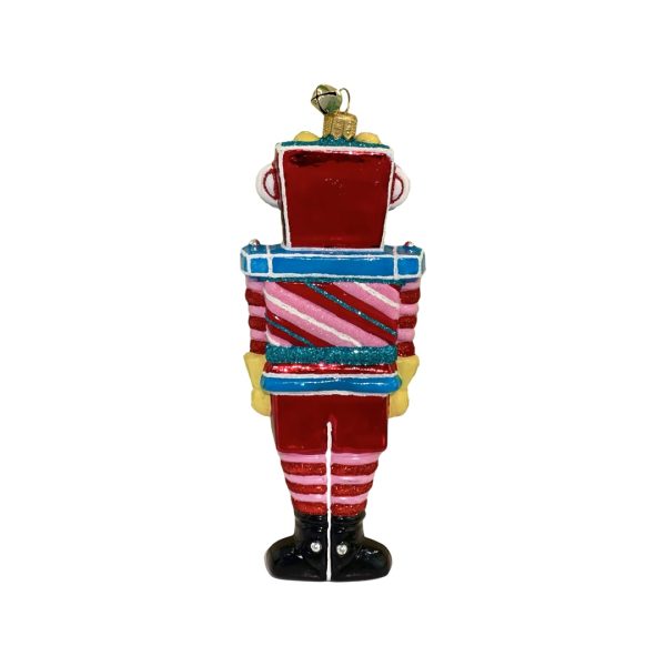 Whimsical Blown Glass Hand Painted Colorful Retro Robot Christmas Tree Ornament Decoration