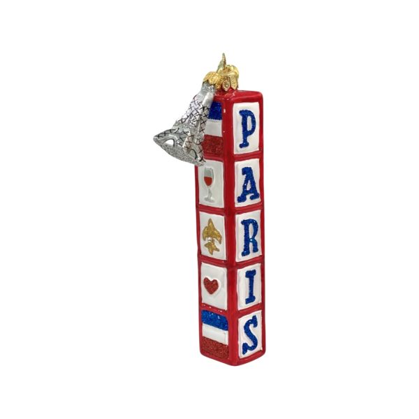 Hand Painted Glass Paris Eiffel Tower Icon Christmas Tree Ornament Decoration