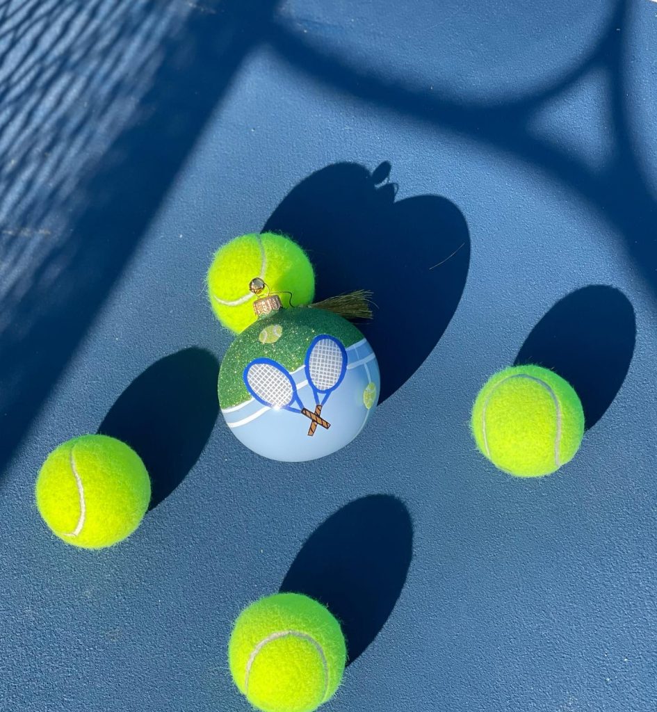 Hand Painted Glass Tennis Christmas Tree Ornament Decoration