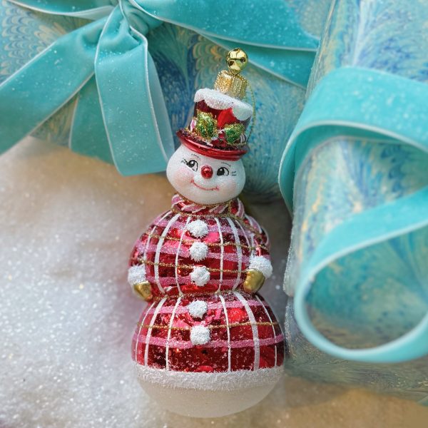 Hand Painted Blown Glass Limited Edition Collectible Snowman 'SNOW WOMAN' Christmas Tree Ornament Decoration