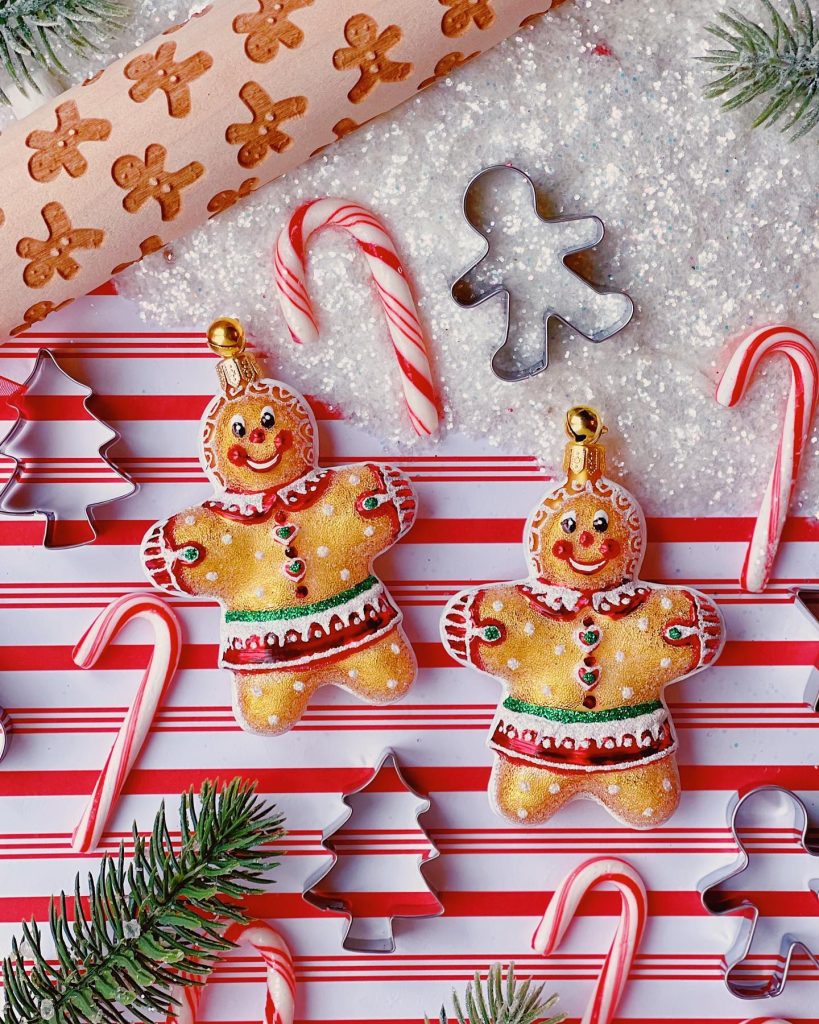 HAND PAINTED GLASS GINGERBREAD COOKIE ORNAMENTS