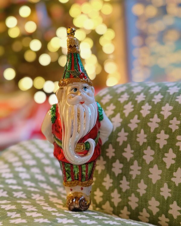Hand Painted Glass Holiday Elf Christmas Tree Ornament Decoration