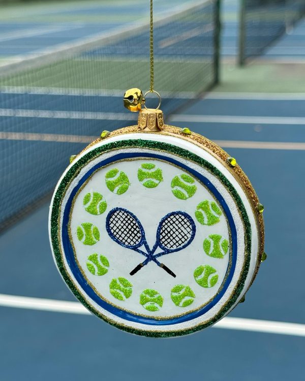 Hand Painted Glass Tennis Racquet Sport Christmas Tree Ornament Decoration