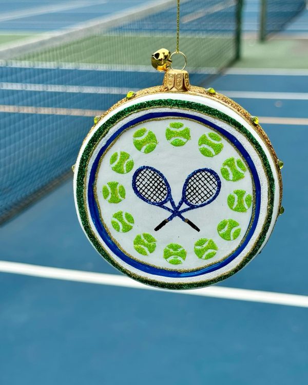 Hand Painted Glass Tennis Racquet Sport Christmas Tree Ornament Decoration