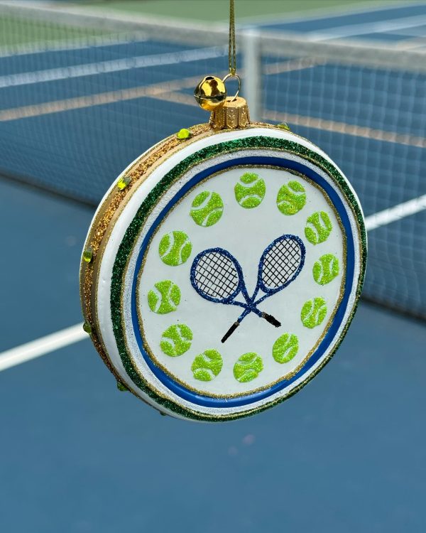 Hand Painted Glass Tennis Racquet Sport Christmas Tree Ornament Decoration