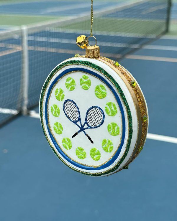 Hand Painted Glass Tennis Racquet Sport Christmas Tree Ornament Decoration