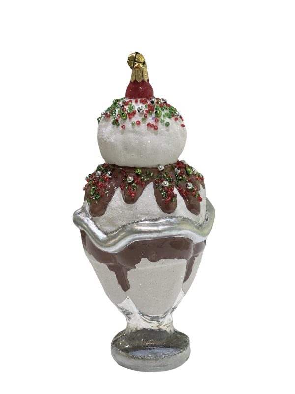 Hand Painted Glass Ice Cream Sundae Dessert Christmas Tree Ornament Holiday Decoration