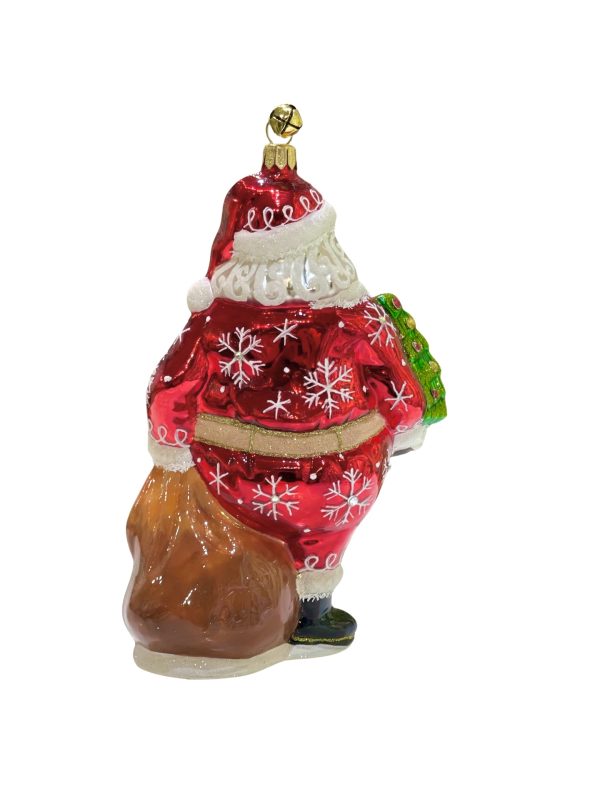 Hand Blown Glass Hand Painted Black African American Santa Claus Christmas Tree Ornament Decoration
