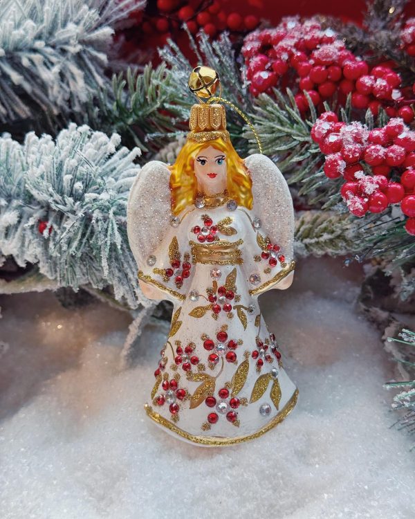 hand blown glass lucie angel christmas tree ornament decoration