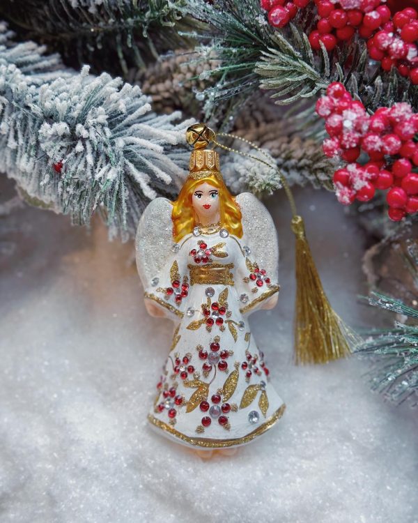 hand painted polish glass angel ornament