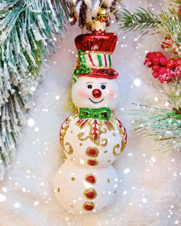 holly jolly snowman christmas tree ornament snow folly by jinglenog