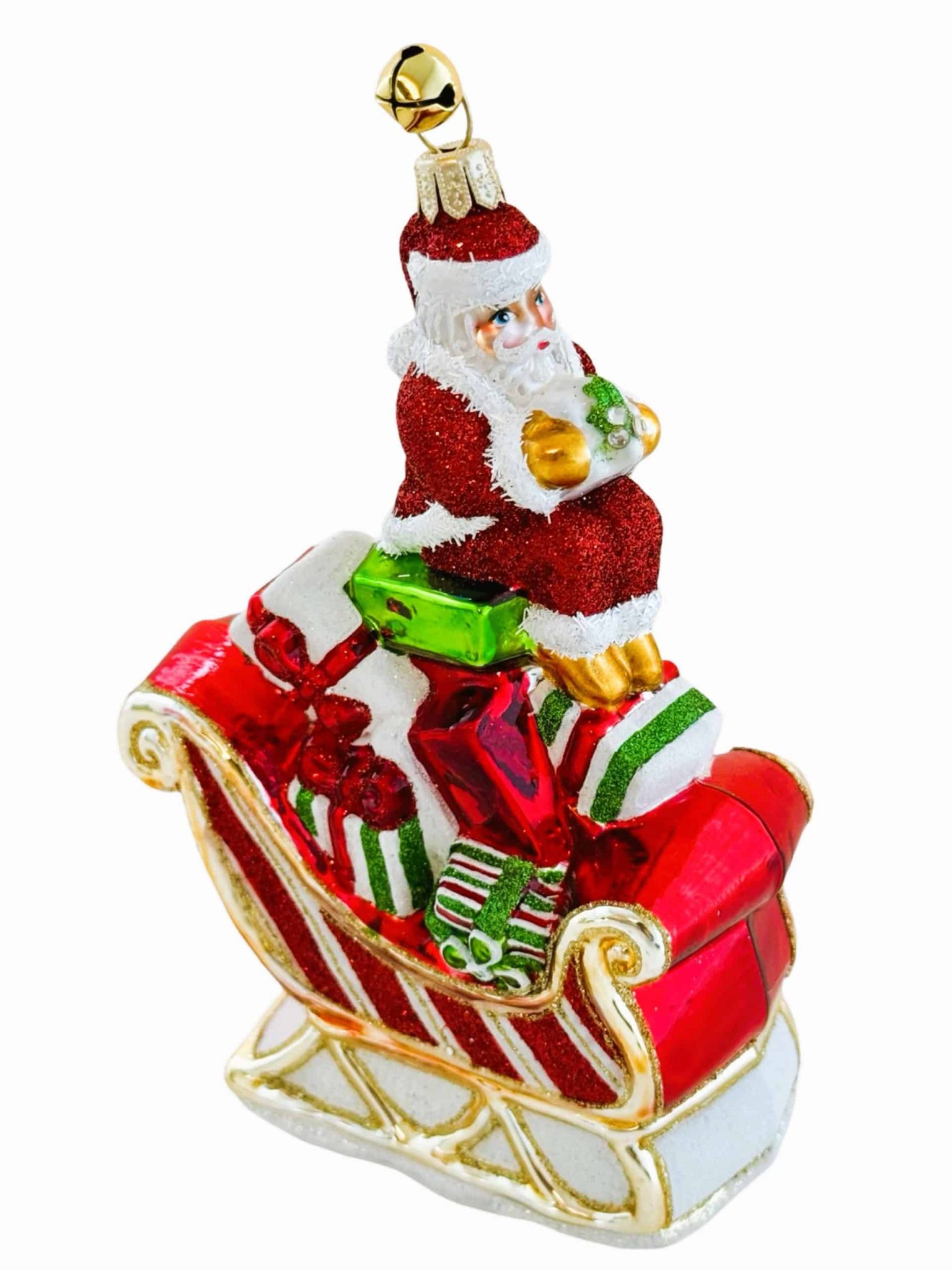 Collectible Keepsake Glass Santa Claus in Sleigh with Presents Christmas Tree Ornament Holiday Decoration Collectible Keepsake Glass Santa Claus in Sleigh with Presents Christmas Tree Ornament Holiday Decoration