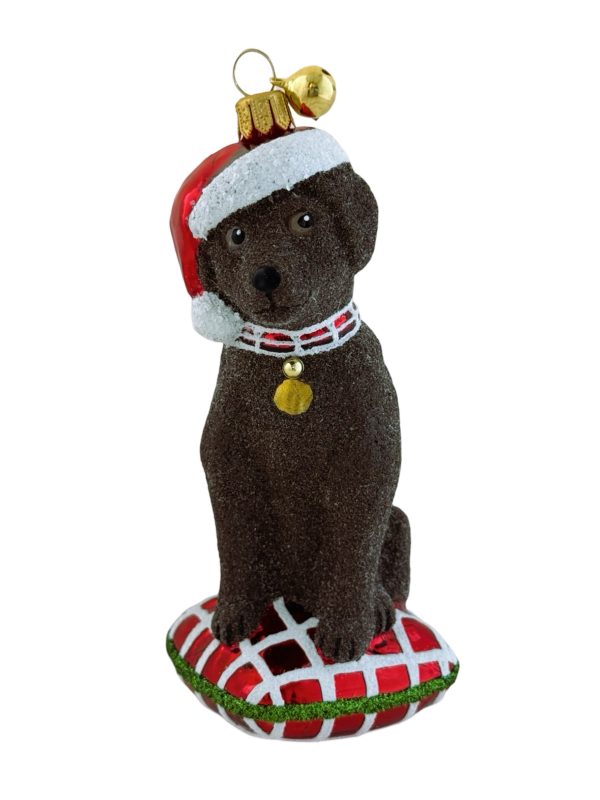 Special Keepsake Blown Glass Chocolate Labrador Retriever in Santa Hat Christmas Tree Ornament Holiday Decoration