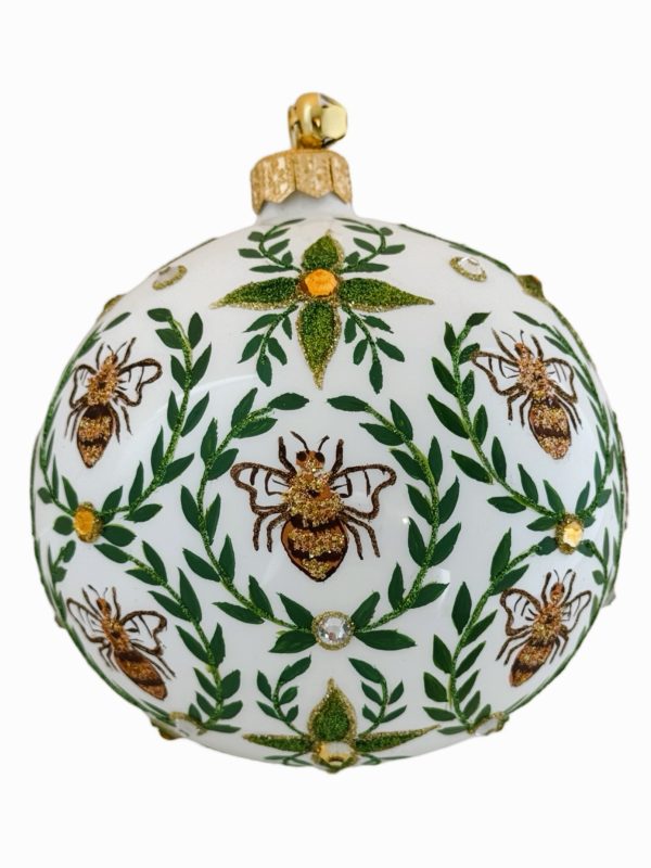 Hand Painted Blown Glass Bumble Bee Wreath Ball Christmas Tree Ornament Decoration