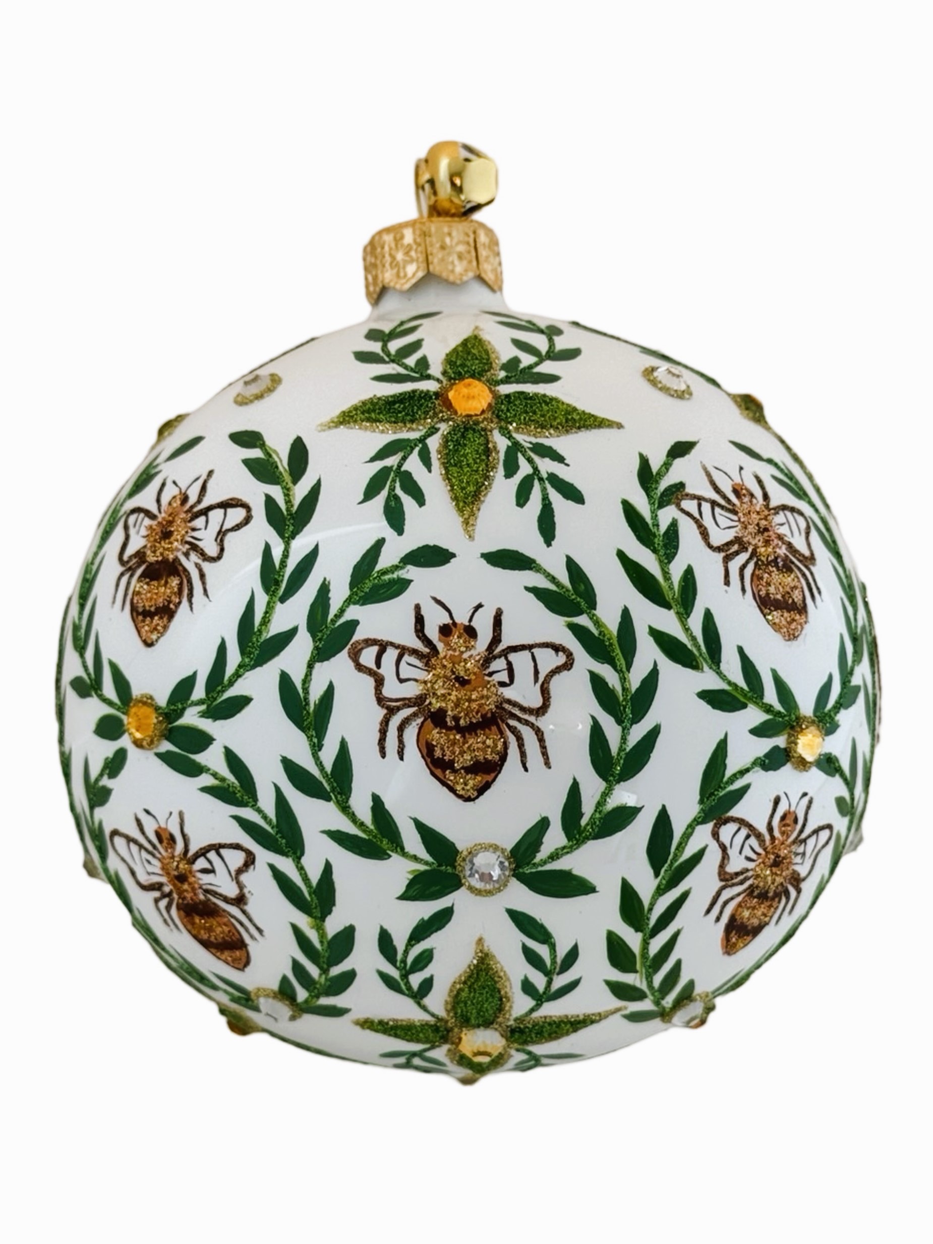 Hand Painted Blown Glass Bumble Bee Wreath Ball Christmas Tree Ornament Decoration