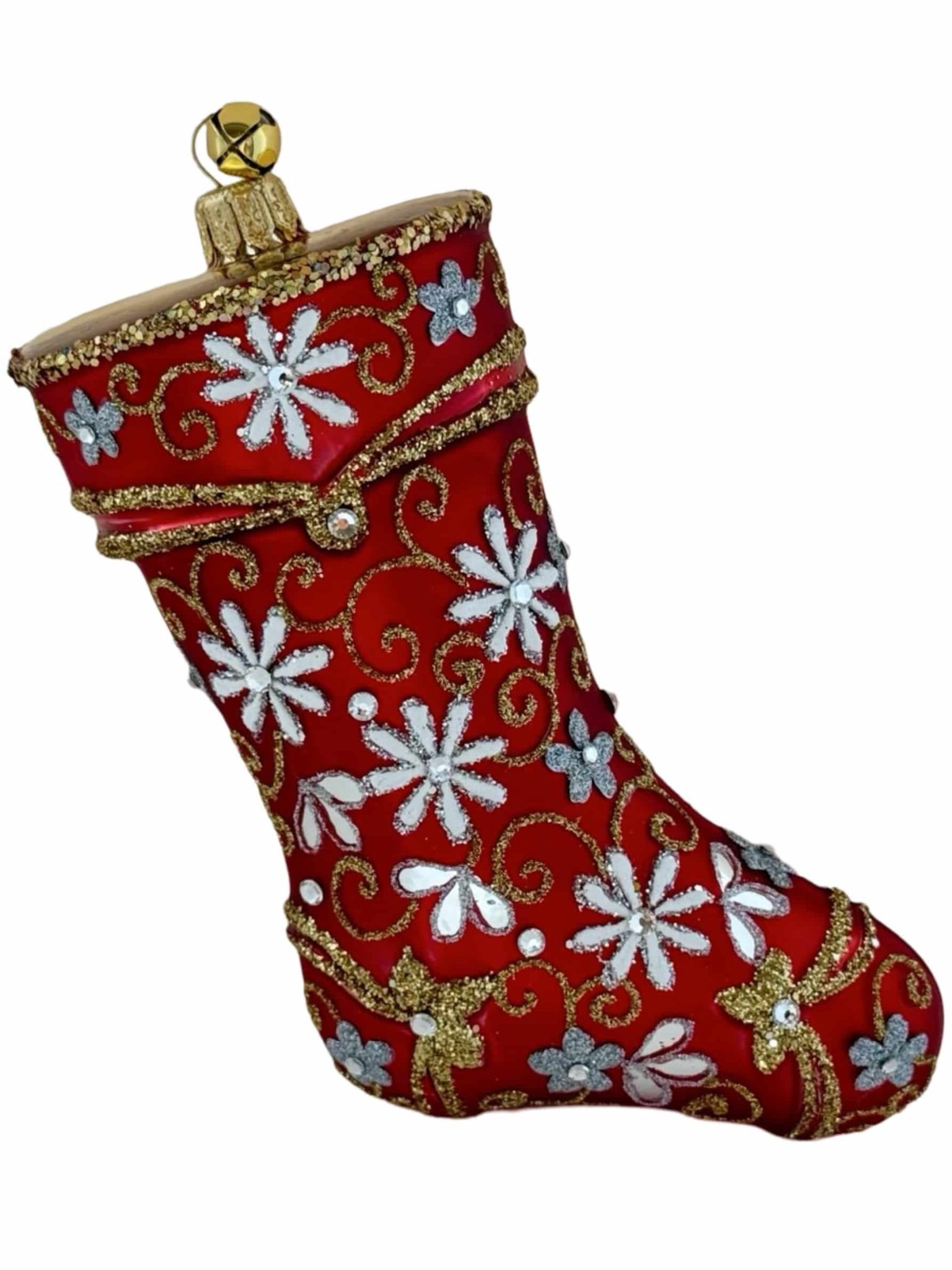 Special Hand Painted Blown Glass Red Holiday Stocking Christmas Tree Ornament Decoration Special Hand Painted Blown Glass Red Holiday Stocking Christmas Tree Ornament Decoration