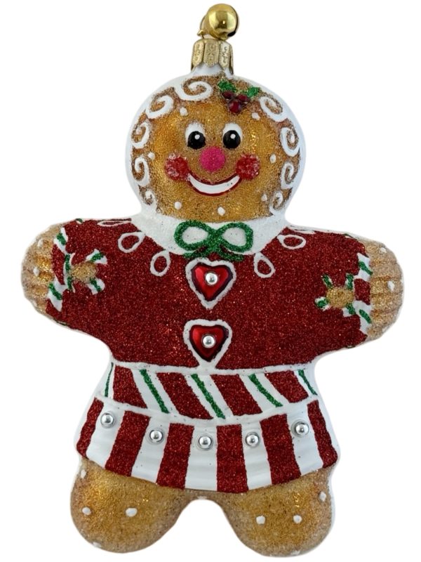 Special Hand Painted Blown Glass Holiday Gingerbread Girl Cookie Christmas Tree Ornament Decoration