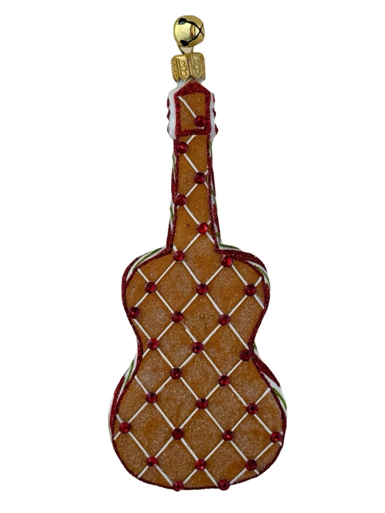 Hand Painted Glass Holiday Gingerbread Guitar Christmas Tree Ornament Decoration Hand Painted Glass Holiday Gingerbread Guitar Christmas Tree Ornament Decoration