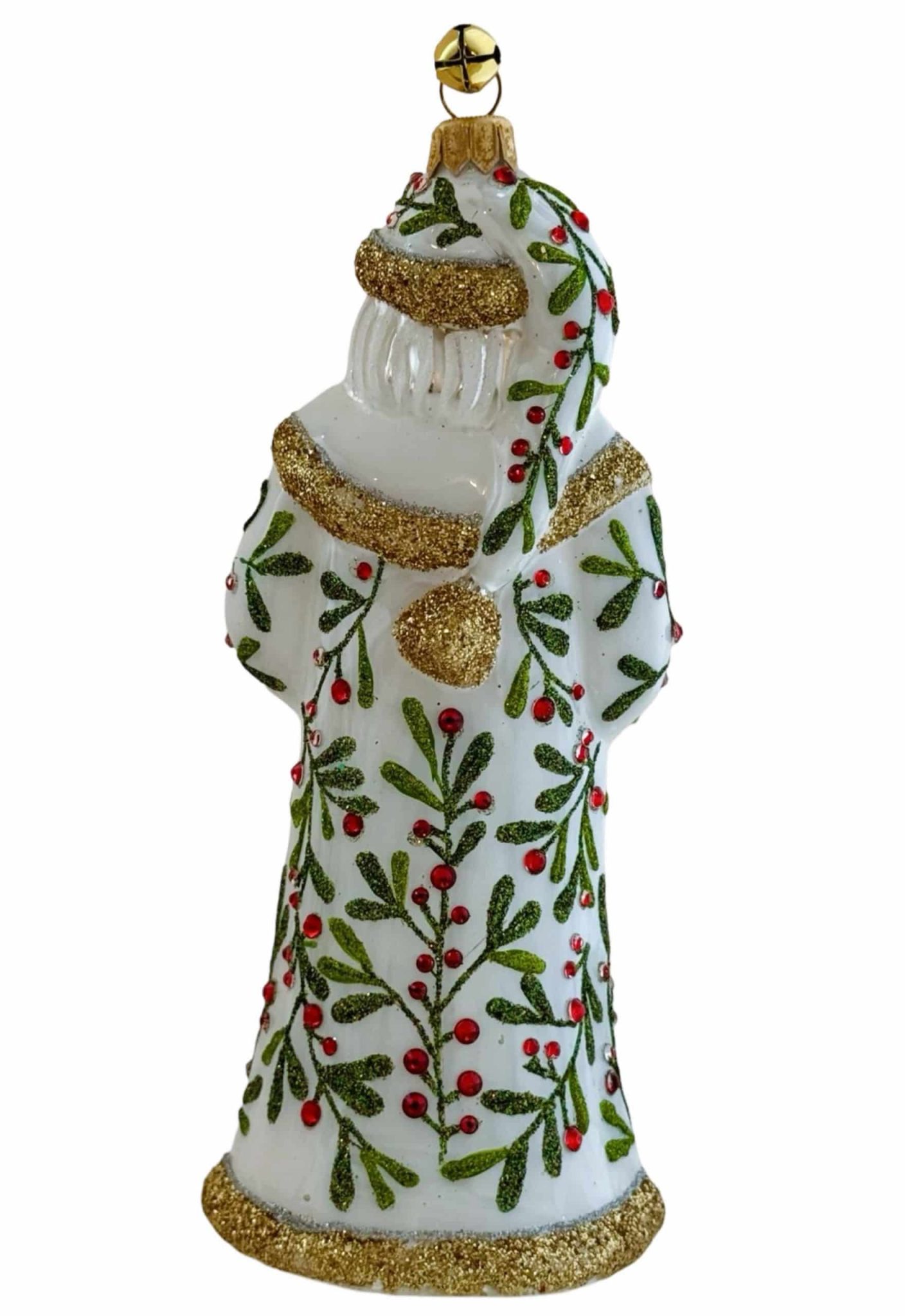 Limited Edition Hand Painted Blown Glass Collectible Keepsake Holiday Holly Berry Patterned Santa Claus Christmas Tree Ornament  Limited Edition Hand Painted Blown Glass Collectible Keepsake Holiday Holly Berry Patterned Santa Claus Christmas Tree Ornament