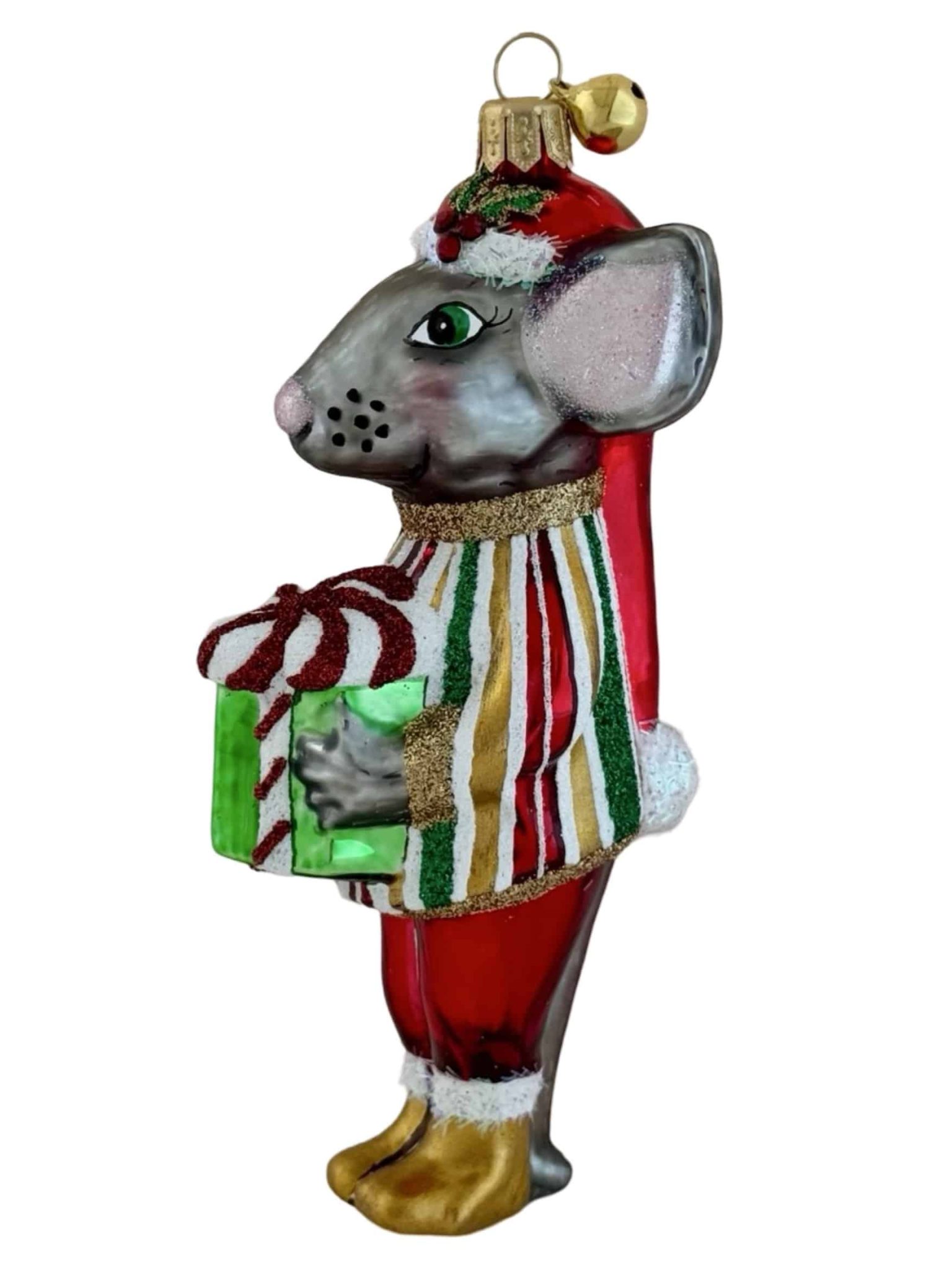 Hand Painted Blown Glass Holiday Mouse Christmas Tree Ornament Decoration Hand Painted Blown Glass Holiday Mouse Christmas Tree Ornament Decoration