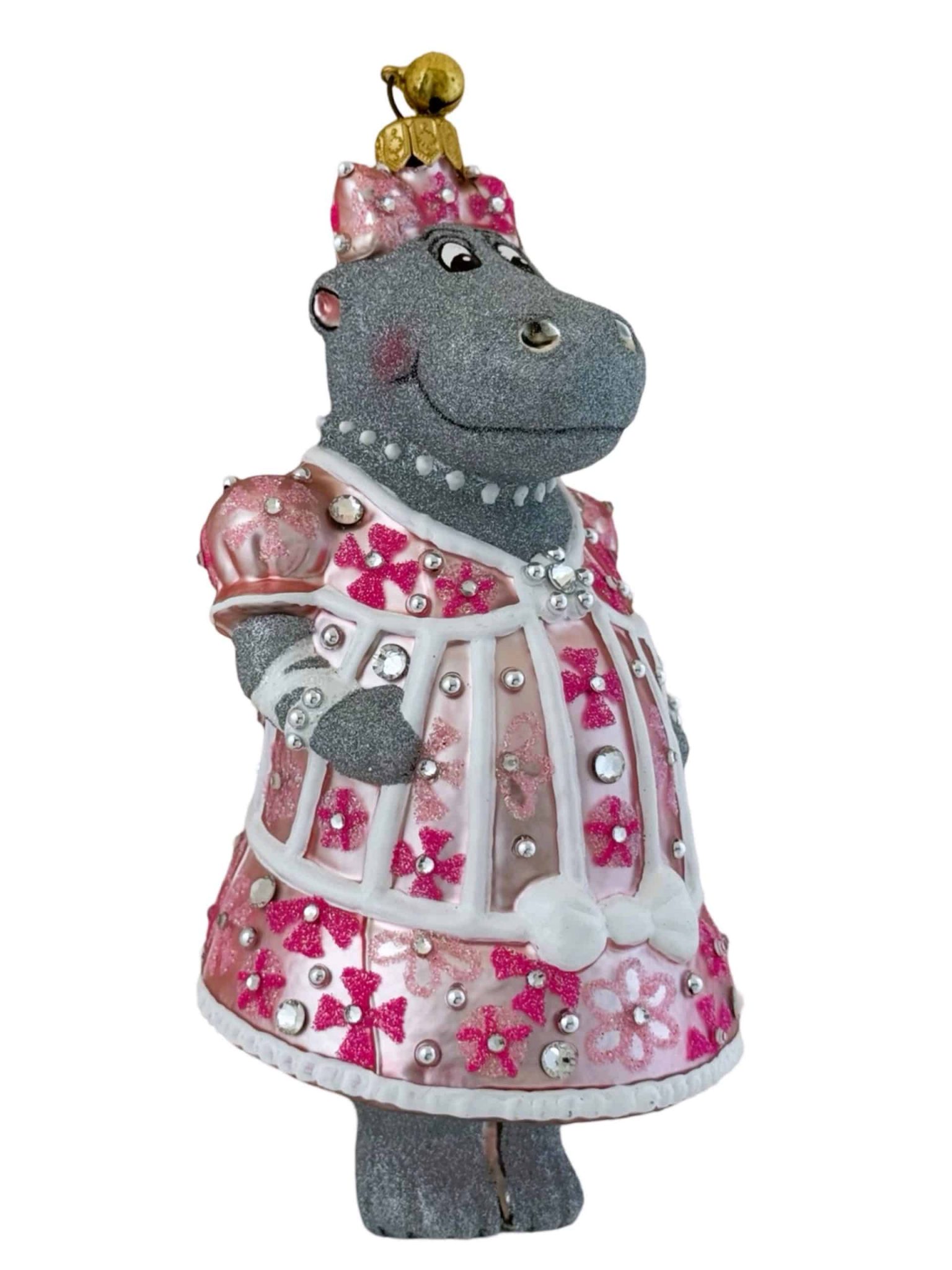 Hand Painted Collectible Glass Whimsical Holiday Ballerina Hippo Christmas Tree Ornament Decoration Hand Painted Collectible Glass Whimsical Holiday Ballerina Hippo Christmas Tree Ornament Decoration