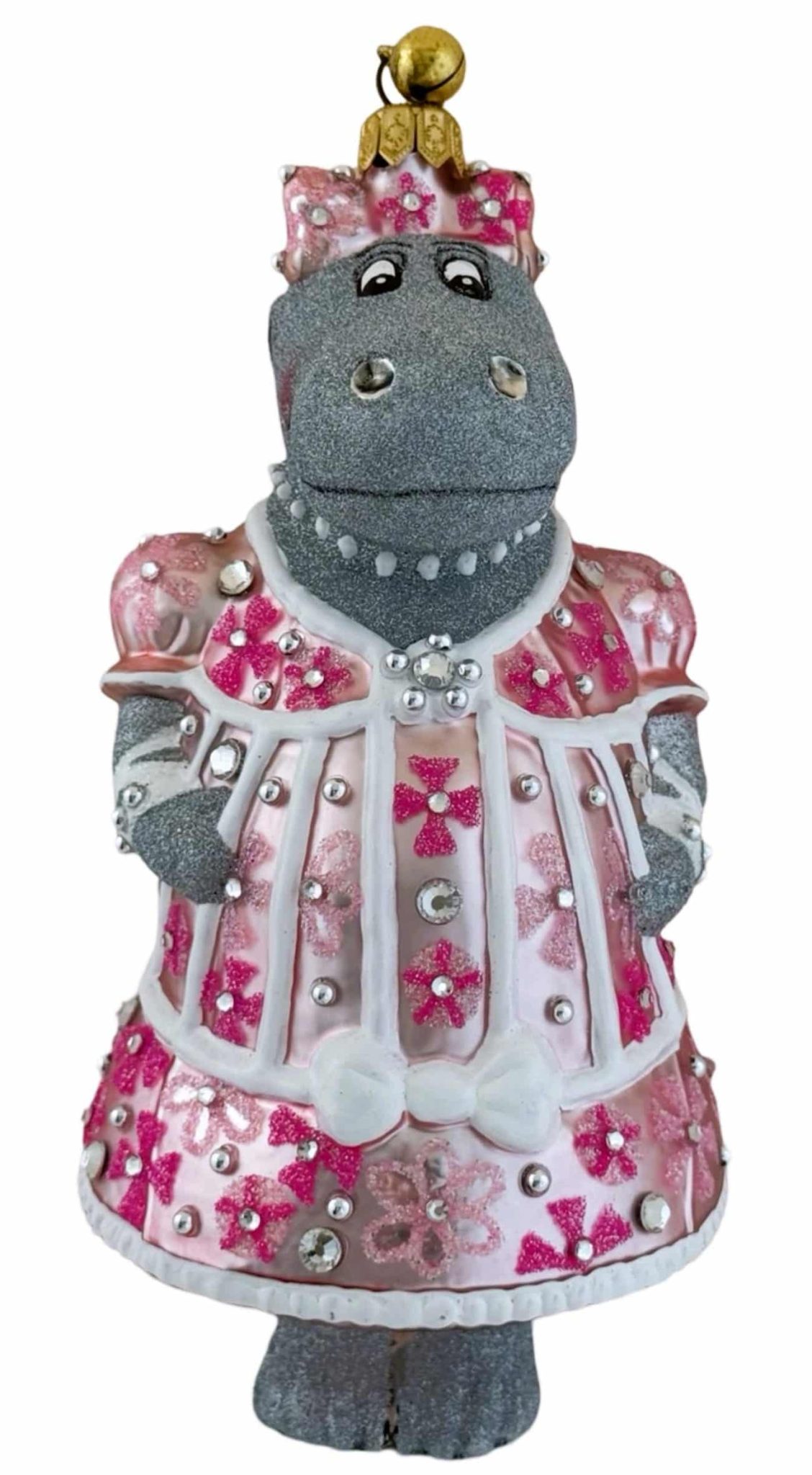 Hand Painted Collectible Glass Whimsical Holiday Ballerina Hippo Christmas Tree Ornament Decoration Hand Painted Collectible Glass Whimsical Holiday Ballerina Hippo Christmas Tree Ornament Decoration